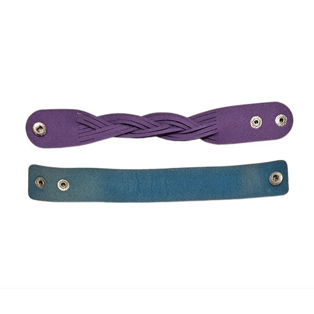 Paparazzi Fashion Urban Rhinestone Snap Bracelets Purple & Blue Faux Leather - Picture 3 of 5